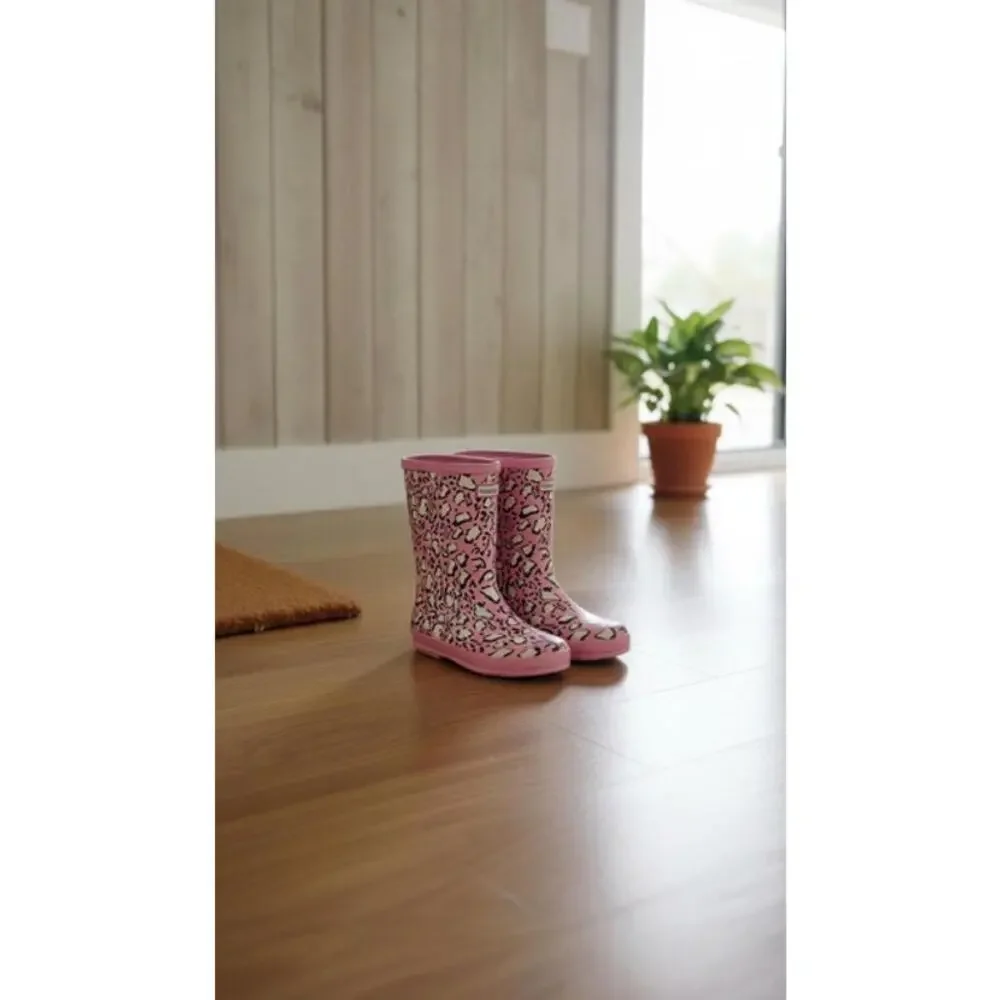 Hunter Girls Pink Leopard Print Pull-On Rain Boots‎ Size 7